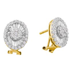 1.6 CTW Diamond French-clip Oval Earrings 14KT Yellow Gold - REF-104Y9X