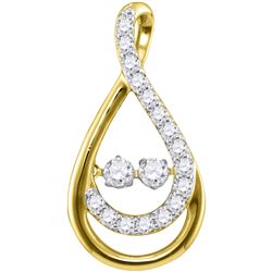 0.50 CTW Diamond 2-Stone Teardrop Pendant 10KT Yellow Gold - REF-48H7M