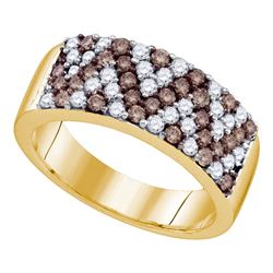 1.05 CTW Cognac-brown Color Diamond Chevron Ring 10KT Yellow Gold - REF-64M4H