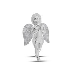 1.25 CTW Mens Diamond Angel Charm Pendant 10KT White Gold - REF-120W2K