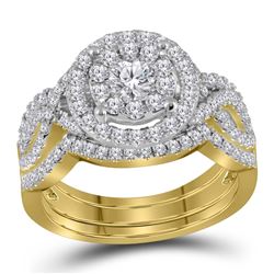 1.24 CTW Diamond Halo Bridal Engagement Ring 14KT Yellow Gold - REF-134K9W