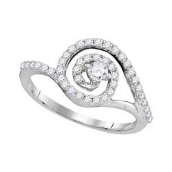 0.50 CTW Diamond Solitaire Swirl Bridal Engagement Ring 10KT White Gold - REF-47F9N