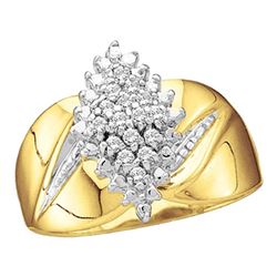 0.12 CTW Prong-set Diamond Oval Cluster Ring 10KT Yellow Gold - REF-18W7K