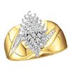 Image 1 : 0.12 CTW Prong-set Diamond Oval Cluster Ring 10KT Yellow Gold - REF-18W7K