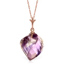 Genuine 10.75 ctw Amethyst Necklace Jewelry 14KT Rose Gold - REF-25Y4F