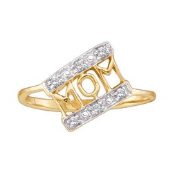 0.06 CTW Diamond Mom Mother Ring 14KT Yellow Gold - REF-11K2W
