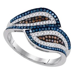 0.50 CTW Red Color Diamond Bypass Fashion Ring 10KT White Gold - REF-47H9M