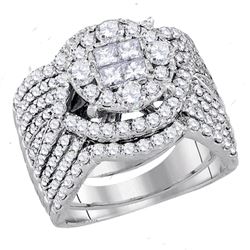 2.52 CTW Princess Diamond Soleil Bridal Engagement Ring 14KT White Gold - REF-269F9N