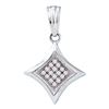 Image 1 : 0.05 CTW Diamond Diagonal Kite Square Cluster Pendant 10KT White Gold - REF-8W9K
