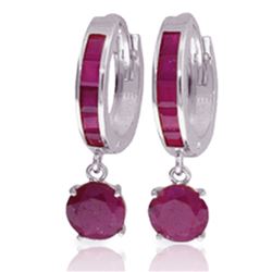 Genuine 3.3 ctw Ruby Earrings Jewelry 14KT White Gold - REF-59H2X
