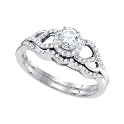 0.38 CTW Diamond Bridal Wedding Engagement Ring 14k White Gold - REF-52K4W