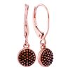 Image 1 : 0.20 CTW Red Color Diamond Cluster Dangle Earrings 10KT Rose Gold - REF-25Y4X