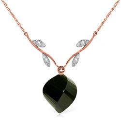 Genuine 15.52 ctw Black Spinel & Diamond Necklace Jewelry 14KT Rose Gold - REF-36R9P