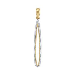 0.20 CTW Diamond Narrow Oval Outline Pendant 10KT Yellow Gold - REF-24Y2X