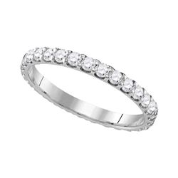 1 CTW Diamond Eternity Bridal Anniversary Ring 10KT White Gold - REF-87X2Y