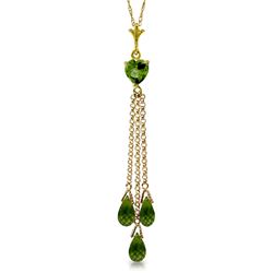Genuine 4.75 ctw Peridot Necklace Jewelry 14KT Yellow Gold - REF-37T4A