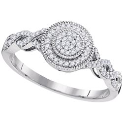 0.20 CTW Diamond Milgrain Circle Cluster Ring 10KT White Gold - REF-22Y4X