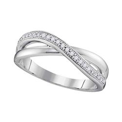 0.14 CTW Diamond Crossover Ring 10KT White Gold - REF-16K4W