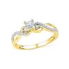 Image 1 : 0.25 CTW Diamond Solitaire Crossover Promise Bridal Ring 10KT Yellow Gold - REF-22M4H