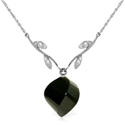 Genuine 15.52 ctw Black Spinel & Diamond Necklace Jewelry 14KT White Gold - REF-36F9Z