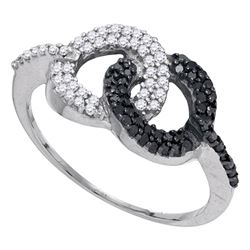 0.33 CTW Black Color Diamond Circle Cluster Ring 10KT White Gold - REF-22X4Y