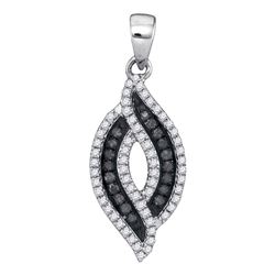 0.30 CTW Black Color Diamond Oval Pendant 10KT White Gold - REF-19X4Y