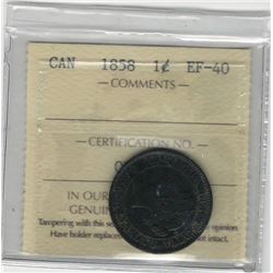 Canada 1858 Large Cent ICCS EF40