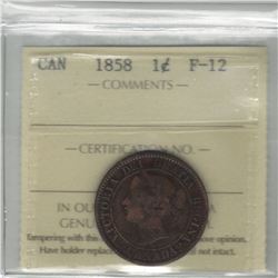 Canada 1858 Large Cent ICCS F12