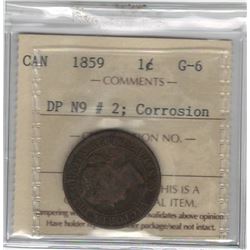 Canada 1859 DP N9 #2 Large Cent ICCS G6 Corrosion