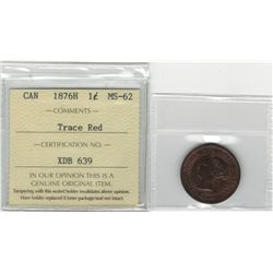 Canada 1876H Large Cent ICCS MS62 Trace Red