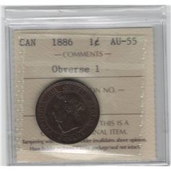 Canada 1886 Large Cent Obverse 1 ICCS AU55