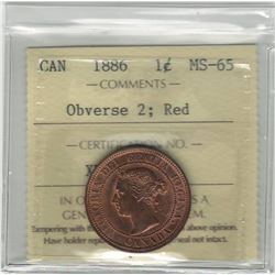 Canada 1886 Large Cent Obverse 2 ICCS MS65 Red