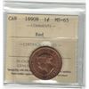 Image 1 : Canada 1890H Large Cent ICCS MS65 Red