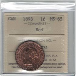 Canada 1893 Large Cent ICCS MS65 Red