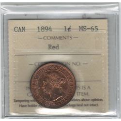 Canada 1894 Large Cent ICCS MS65 Red