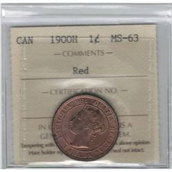 Canada 1900H Large Cent ICCS MS63 Red