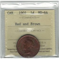 Canada 1901 Large Cent ICCS MS64 R&B