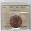 Image 1 : Canada 1902 Large Cent ICCS MS65 Red