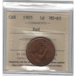 Canada 1905 Large Cent ICCS MS65 Red