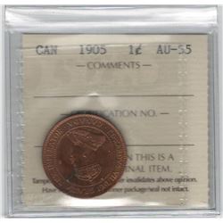 Canada 1905 Large Cent ICCS AU55