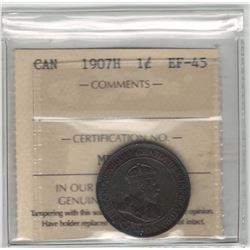 Canada 1907H Large Cent ICCS EF45