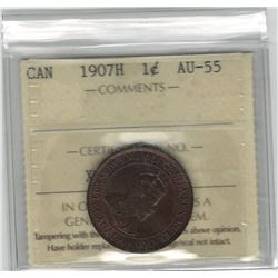 Canada 1907H Large Cent ICCS AU55