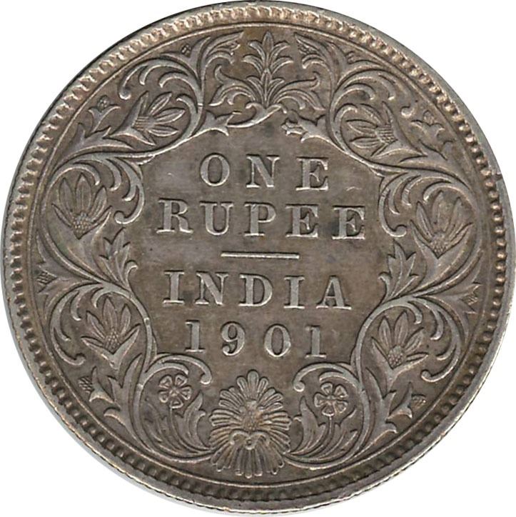 India 1901 Silver 1 Rupee