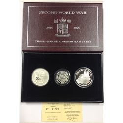 Great Britain, France, Netherlands WWII Commemorative Silver Coin Set