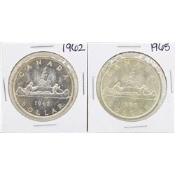 Lot of 1962 & 1965 $1 Canada Silver Dollar Coins