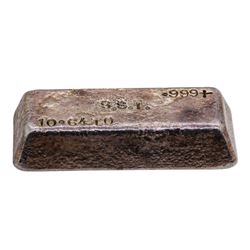 Poured S.S.I. 10.64 oz. .999 Fine Silver Bar