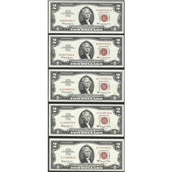 Lot of (5) 1963/A $2 Legal Tender Notes