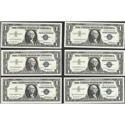 Lot of (6) 1957 $1 Silver Certificate Notes
