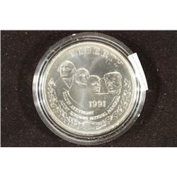 1991-P MT. RUSHMORE SILVER UNC DOLLAR