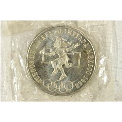 1968 MEXICO OLYMPICS SILVER 25 PESOS BU